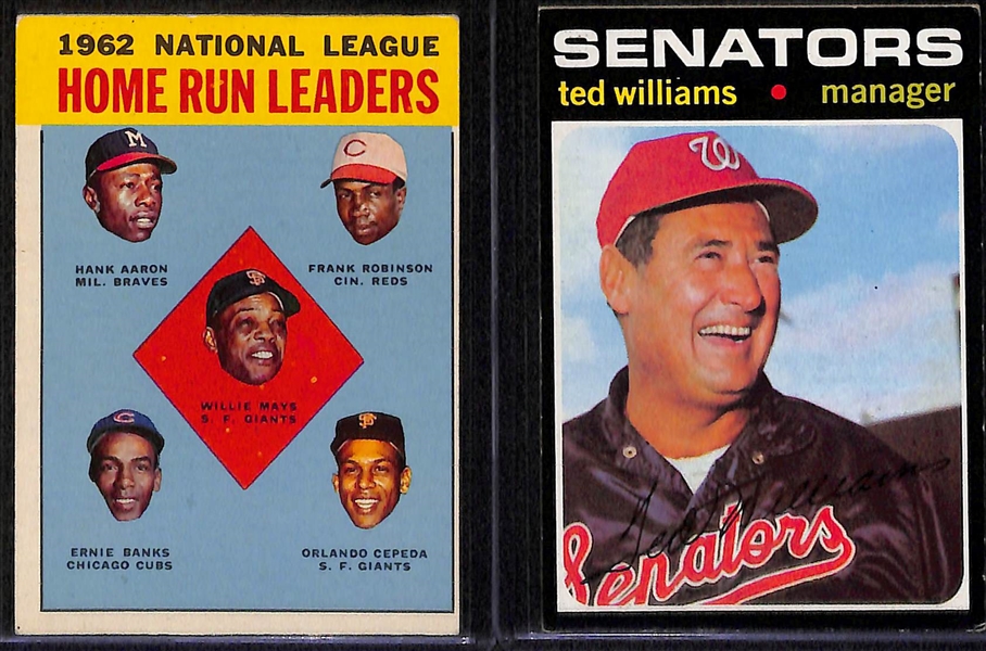 Lot of (4) Vintage Baseball Cards w. 1959 Topps Mickey Mantle All Star #564, 1962 Topps '61 HR Leaders #53, 1963 Topps 62 HR Leaders #3, 1971 T. Williams #380